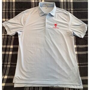 Peter Millar Polo Shirt Mens L Blue Striped Summer Comfort The Bridges Cup
